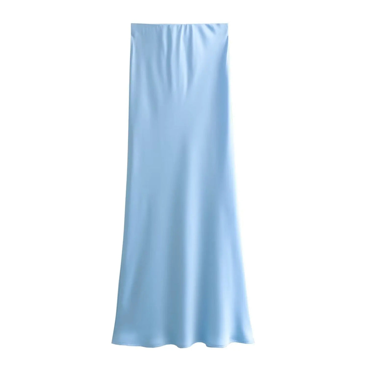 Vintage Satin Solid Long Skirt Women High Waist