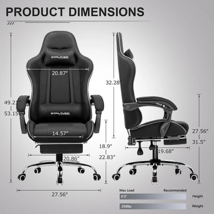 GTPLAYER Gaming Chair with Footrest and Lumbar Support