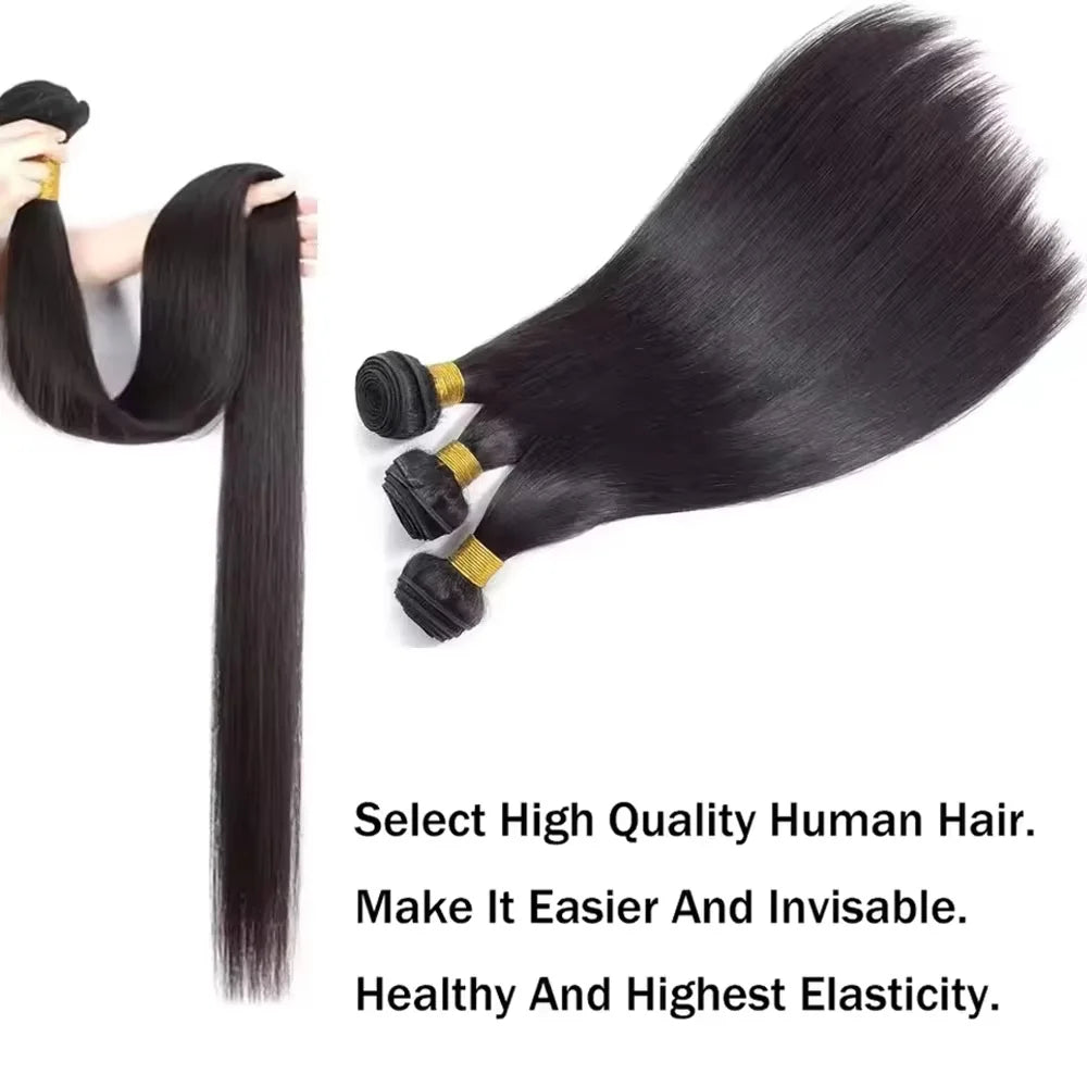 Bone Straight Raw Human Hair Bundles 36 40 Inch Black
