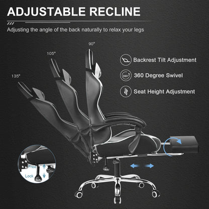 GTPLAYER Gaming Chair with Footrest and Lumbar Support
