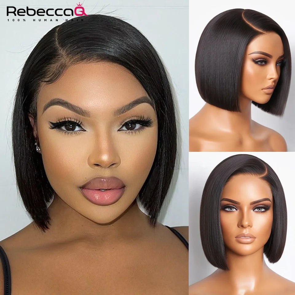 8 Inch Straight Bob Wig 100% Human Hair Natural Black