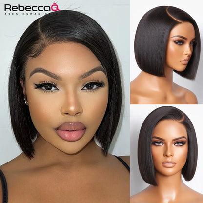 8 Inch Straight Bob Wig 100% Human Hair Natural Black