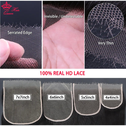 Queen Hair HD Frontal Lace Closure Raw Human Hair