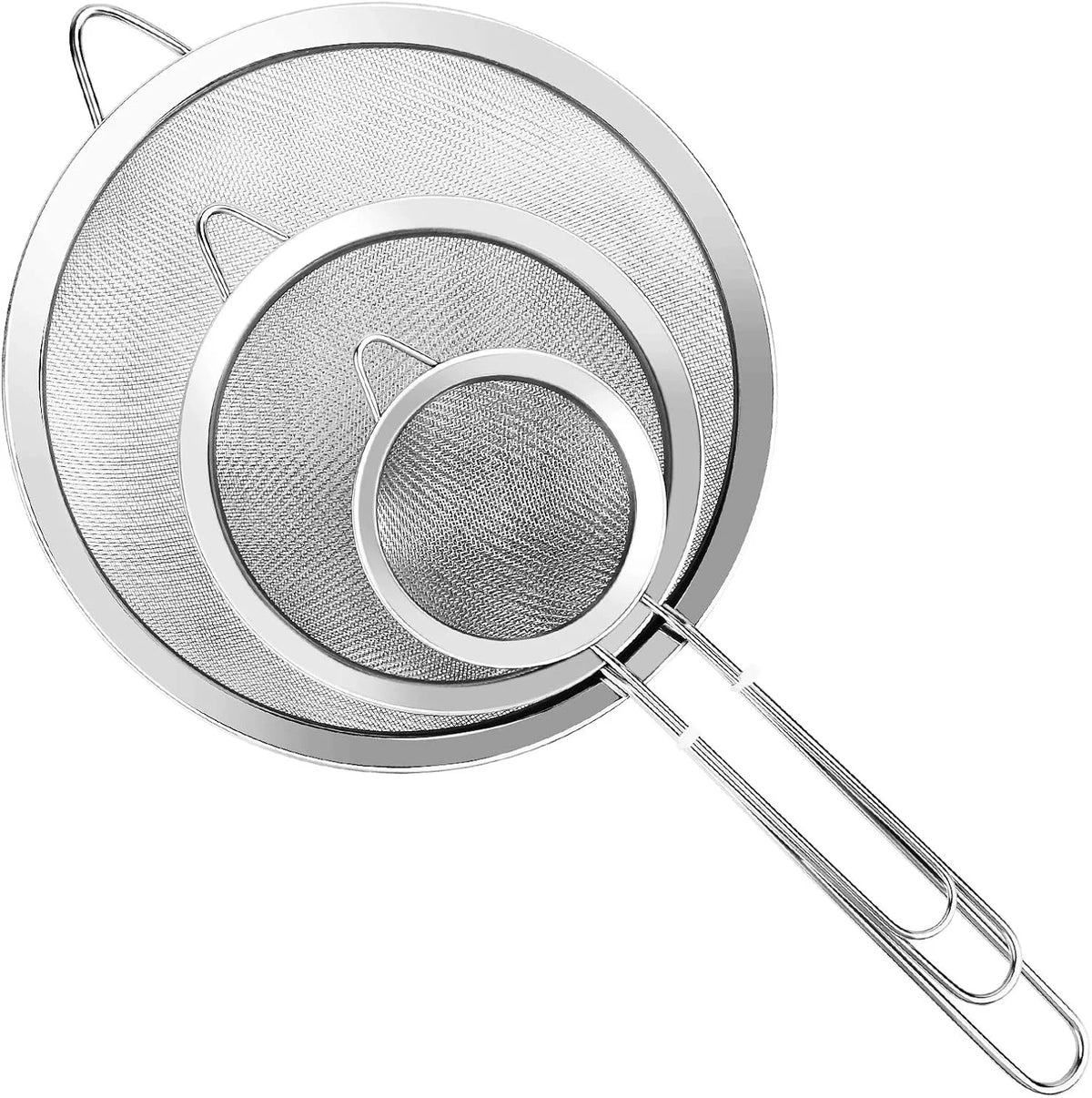 Stainless Steel Fine Mesh Strainer Set with Handle