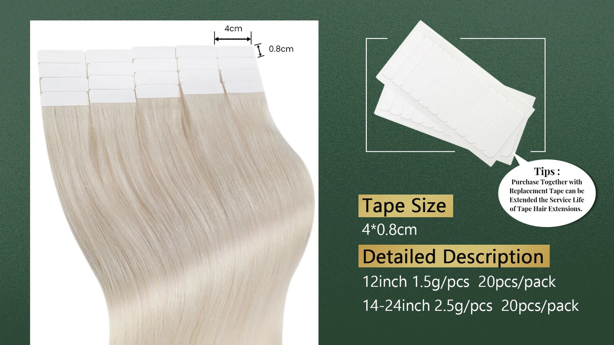 Ugeat Tape In Hair Extensions Brazilian Remy Hair 20P/40P