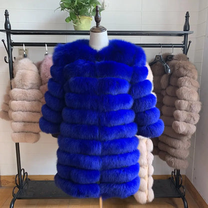 4in1 Women Fox Fur Coat Winter Outerwear