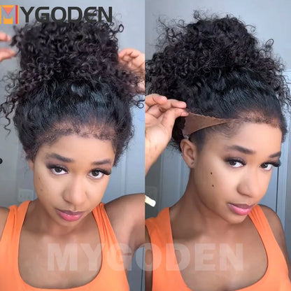 4C Kinky Edges Deep Wave Lace Front Wig Human Hair