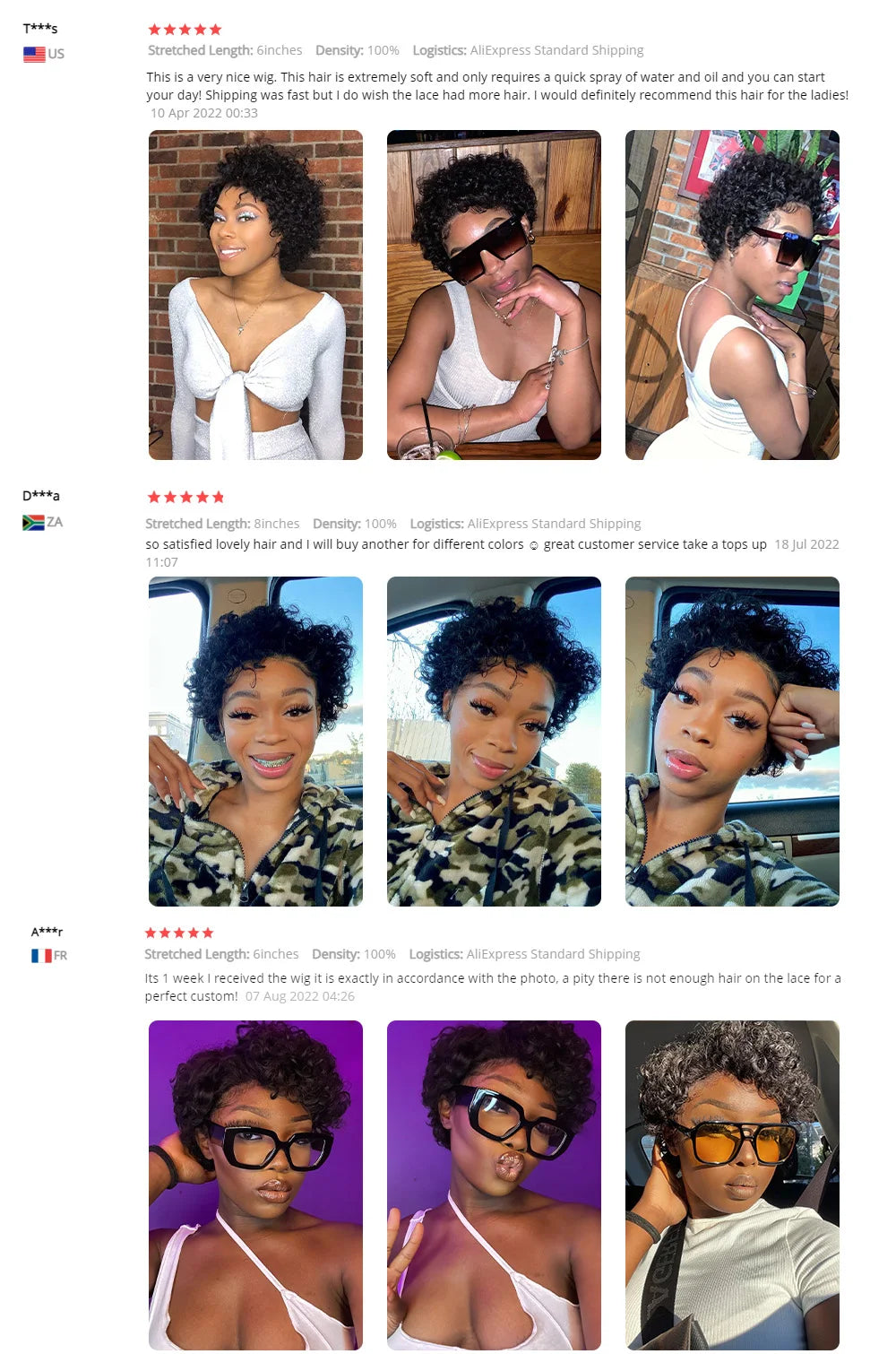 Pixie Cut Curly Human Hair Wig 13x1 Lace Frontal