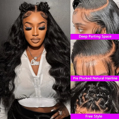 40 Inch Body Wave Human Hair Wig Natural Black