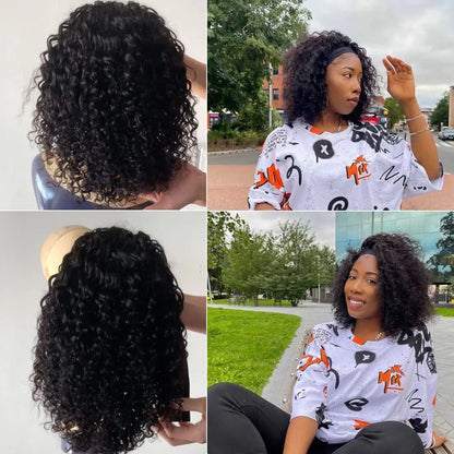 Deep Wave Human Hair Headband Wig for Women