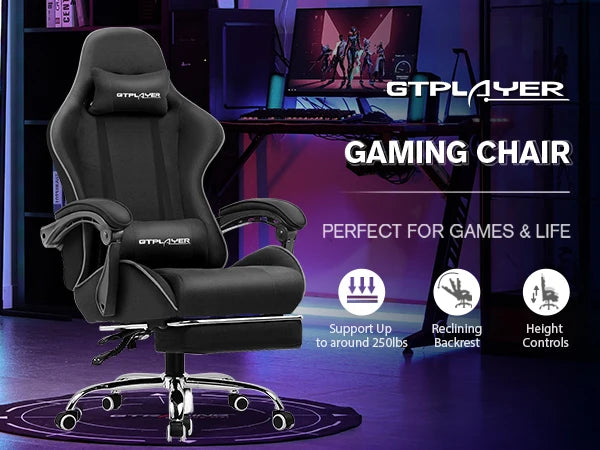 GTPLAYER Gaming Chair with Footrest and Lumbar Support