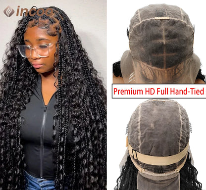 Boho Box Braided Curly Hair Full Lace Wig Burgundy