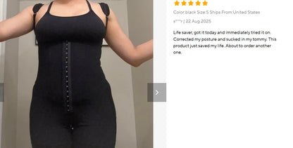 Women's Black Lace-Trimmed Shapewear Bodysuit