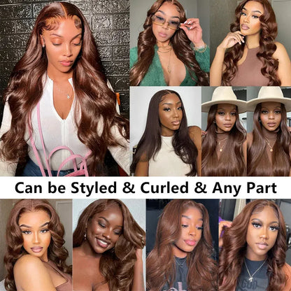 Body Wave Chocolate Brown Lace Front Wig Human Hair