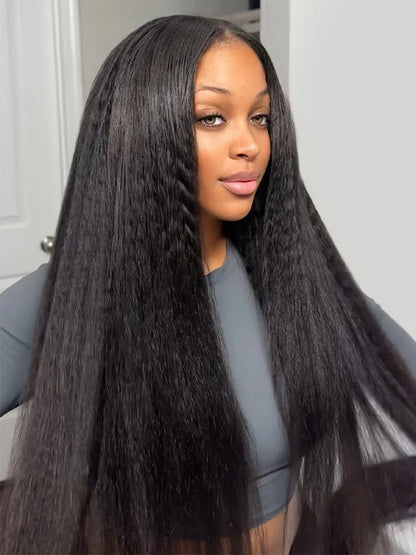 Kinky Straight V Part Wig 220% Density Human Hair
