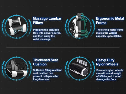 GTPLAYER Gaming Chair with Footrest and Lumbar Support