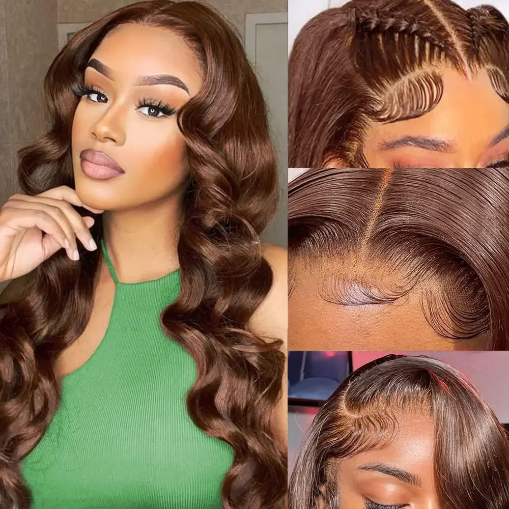 Body Wave Chocolate Brown Lace Front Wig Human Hair