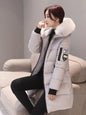 Winter Women Parka with Fur Collar and Zipper Pockets