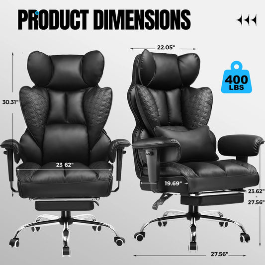 Ergonomic Leather High Back Office Chair with Footrest