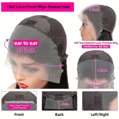 Body Wave 250 Density HD Transparent Lace Front Wig 40 Inch