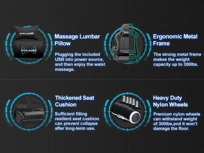 GTPLAYER Gaming Chair with Footrest and Lumbar Support