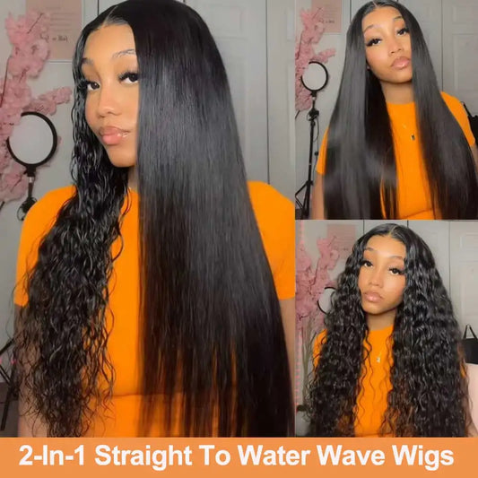 2-in-1 Straight to Water Wave Human Hair Wig