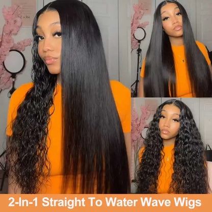 2-in-1 Straight to Water Wave Human Hair Wig