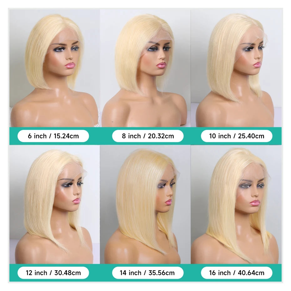 613 Blonde Bob Human Hair Lace Frontal Wig