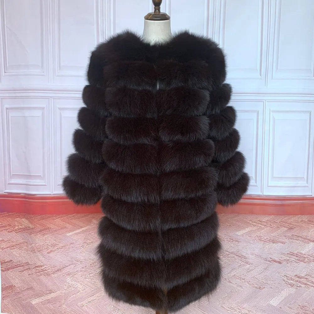 4in1 Women Fox Fur Coat Winter Outerwear