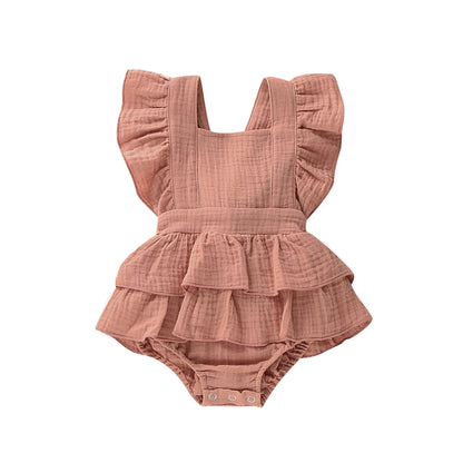 Cotton Ruffle Romper for Baby Girls Summer Outfit