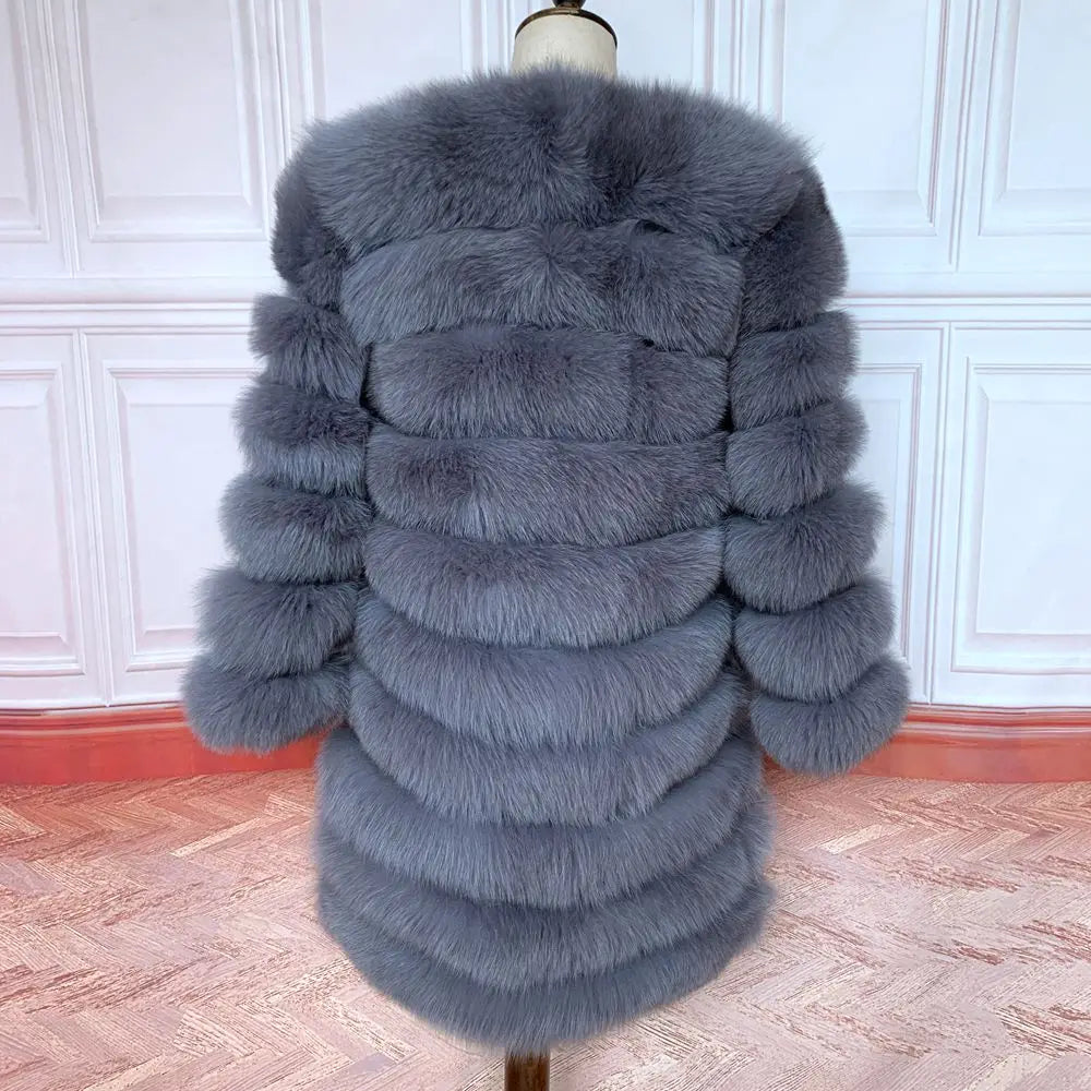 4in1 Women Fox Fur Coat Winter Outerwear