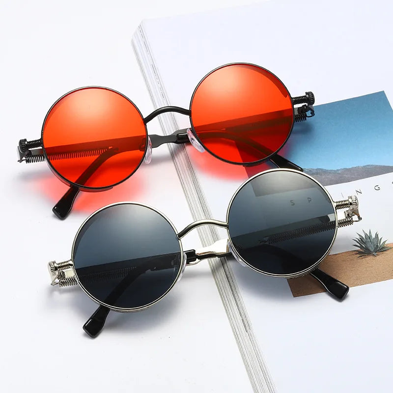 Metal Punk Round Sunglasses for Men and Women