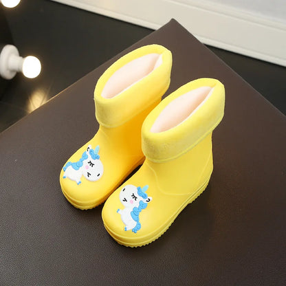 Kids Waterproof PVC Rain Boots with Unicorn Design