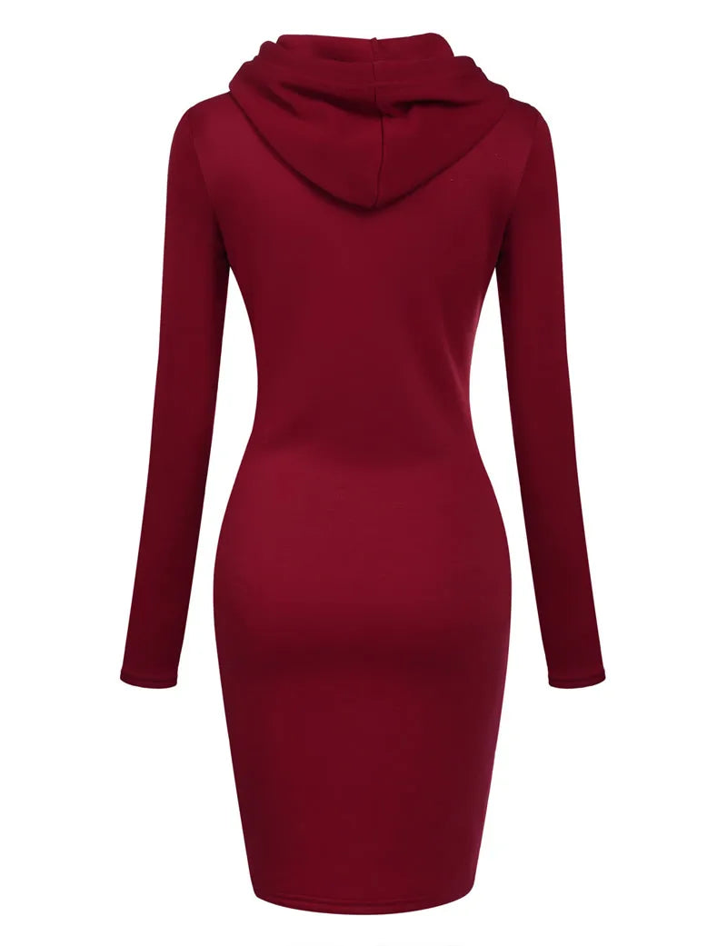 Hooded Sweatshirt Dress for Women in Polyester