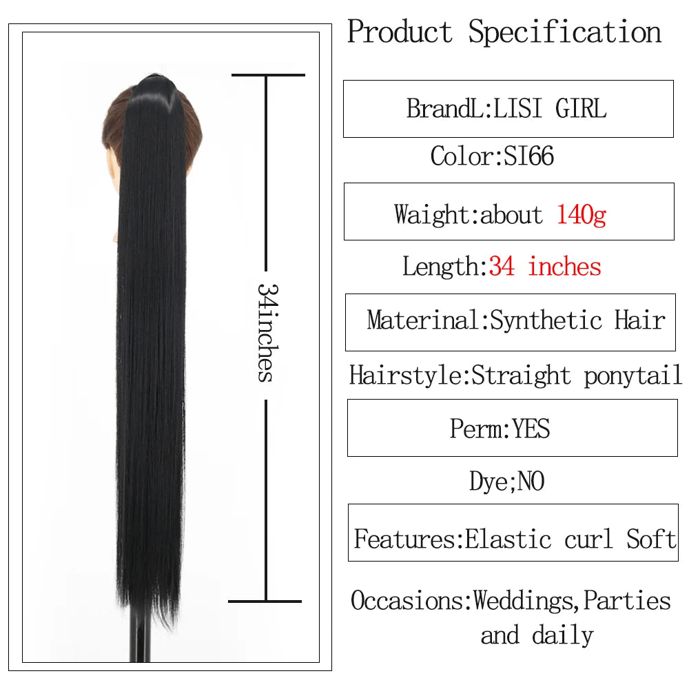 Long Straight Clip-in Ponytail Hair Extension Black