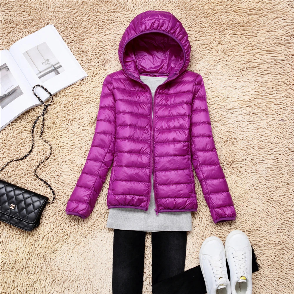 Women Hooded Puffer Jacket Plus Size Lightweight