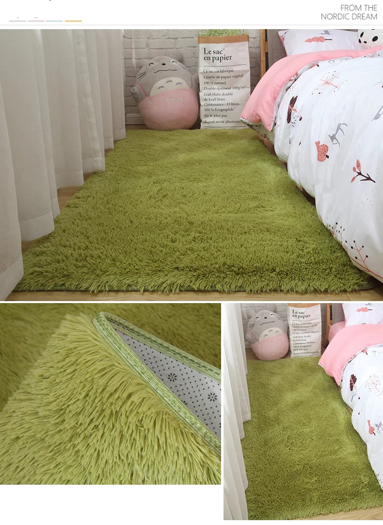 Pink Fluffy Polyester Carpet for Children's Room