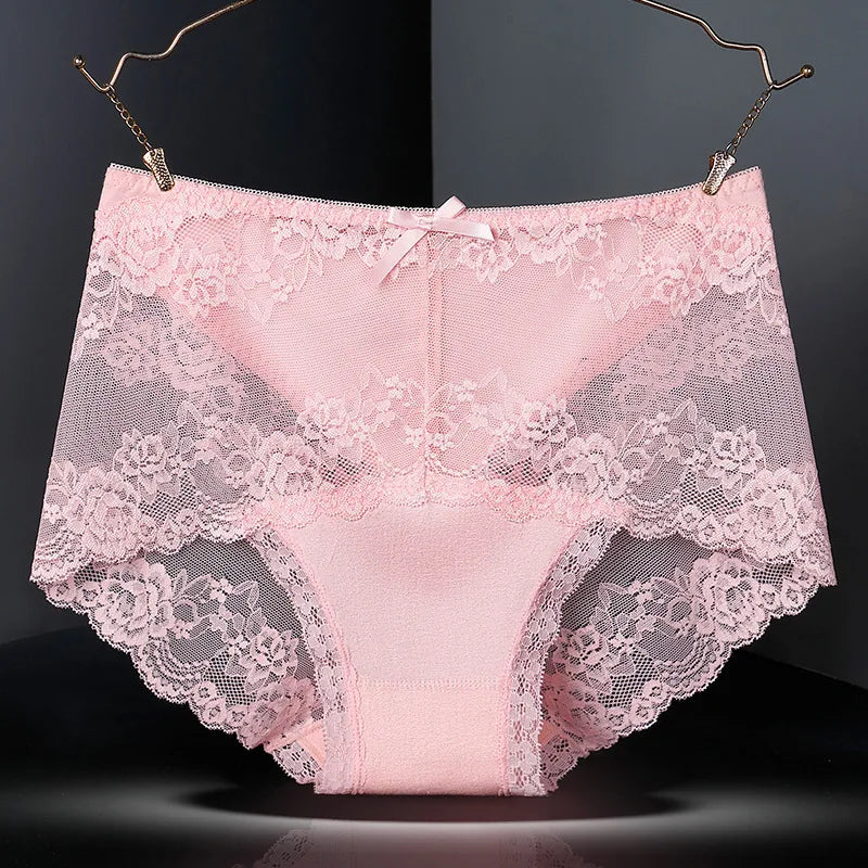 7Pcs Women's Lace Transparent Cotton Briefs Plus Size