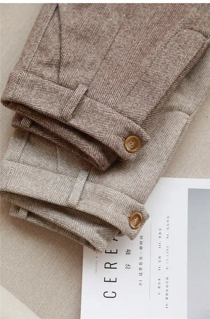 Woolen Harem Pencil Pants High Waisted Casual Trousers