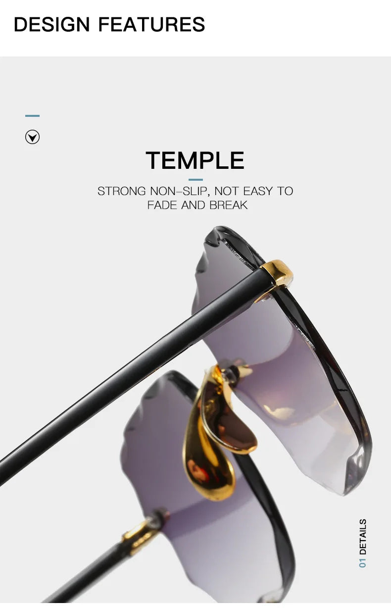 Square Rimless Sunglasses Women Red Plastic UV400