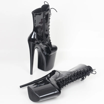 20CM High Heels Platform Ankle Boots Lace Up