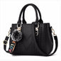 Leather Messenger Bag with Fur Decoration for Women