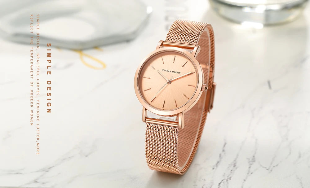Hannah Martin Women 36mm Rose Gold Quartz Watch