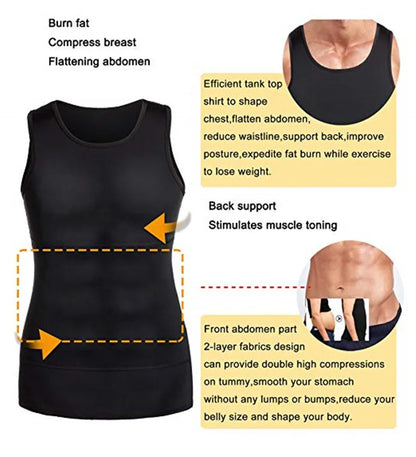 Men's Slimming Vest Body Shaper Corset in Nylon Elastane