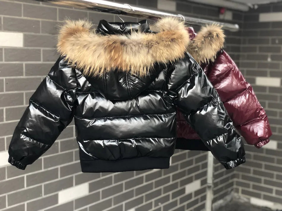 Black Down Winter Parka Jacket for Boys and Girls