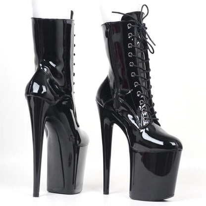 20CM High Heels Platform Ankle Boots Lace Up