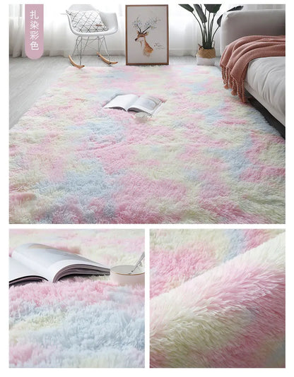 Pink Fluffy Polyester Carpet for Children's Room