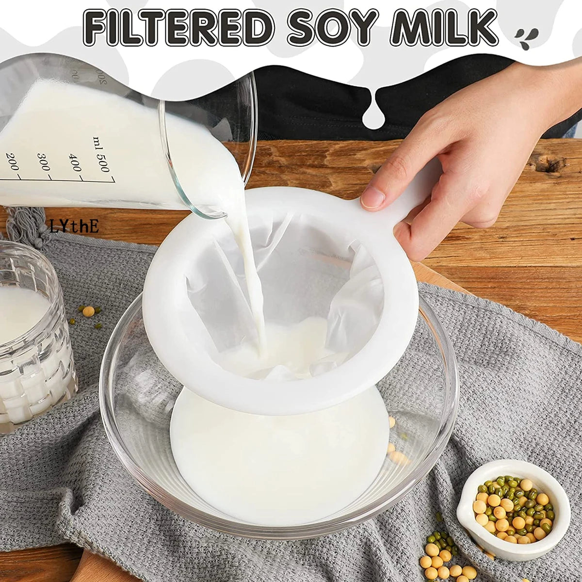 Nylon Mesh Kitchen Nut Milk Filter Spoon