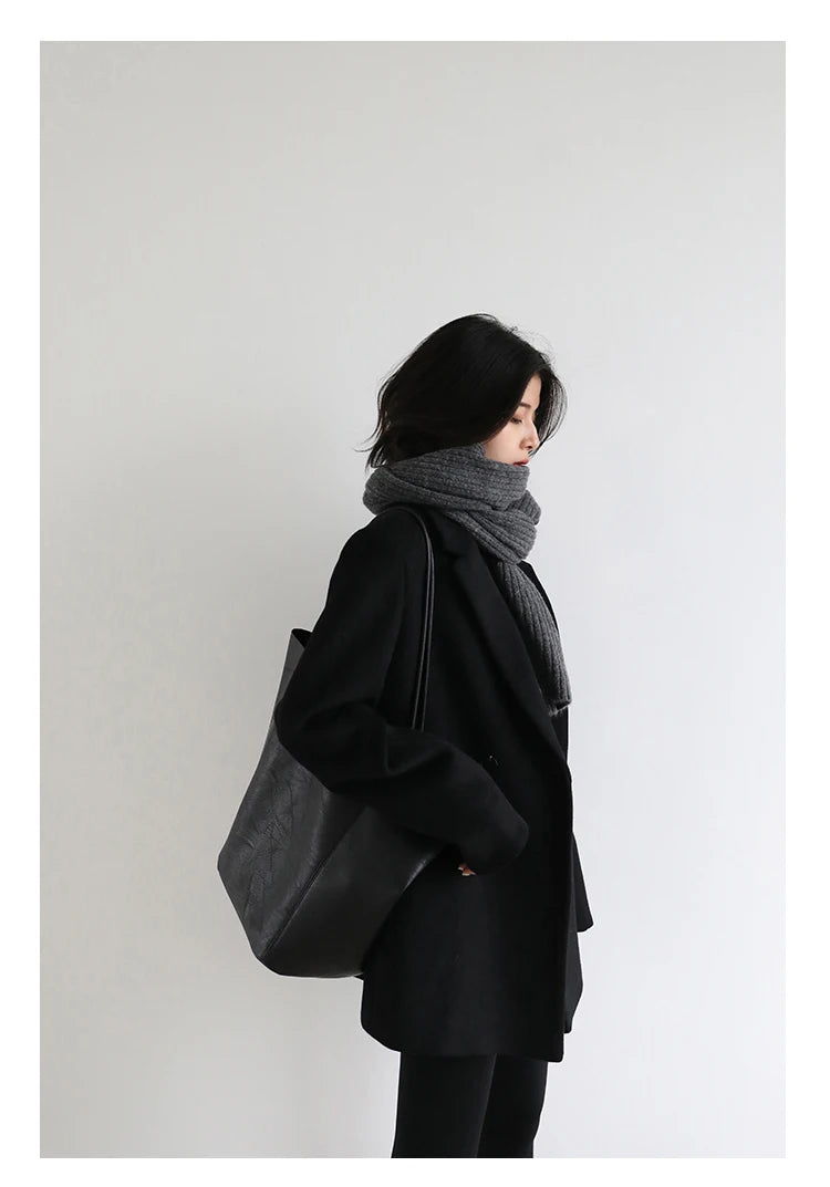 Wool Blend Mid Long Blazer Coat for Women