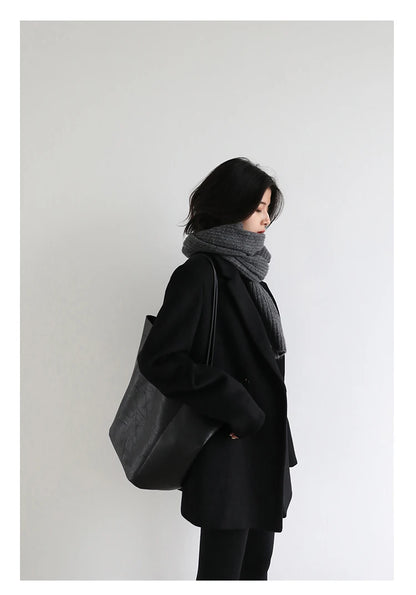 Wool Blend Mid Long Blazer Coat for Women